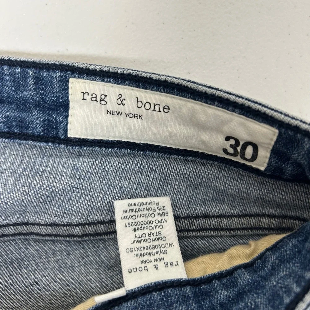 Rag & Bone Dre Slim Boyfriend Jeans Womens 30 Blue Distressed Low Rise